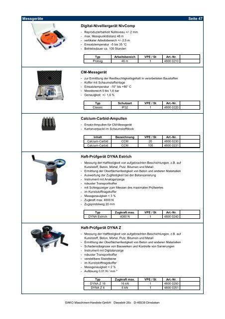 Produktkatalog 2012 - sako-gmbh.de