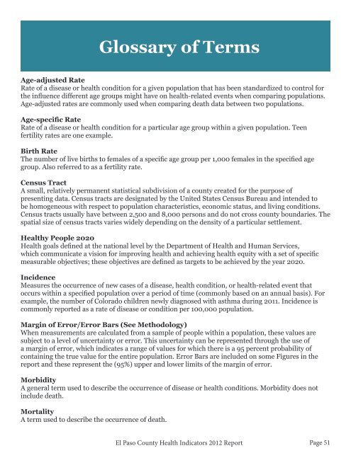 Glossary Of Terms El Paso County Public Health