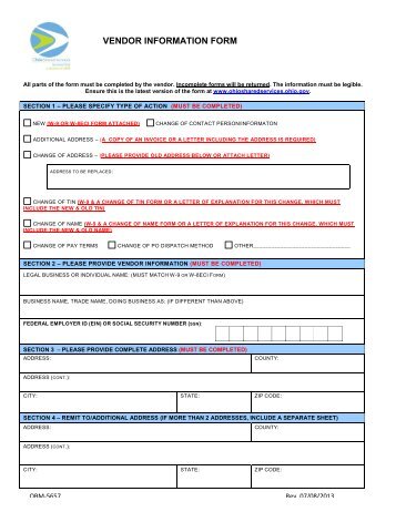 Vendor Information Form (OBM-5657) - Ohio Shared Services