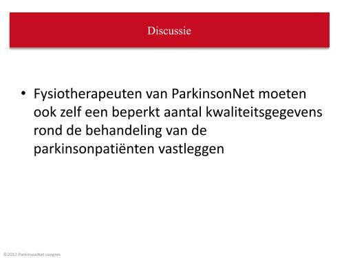 Sessie 17. Kwaliteit van ParkinsonNet fysiotherapie