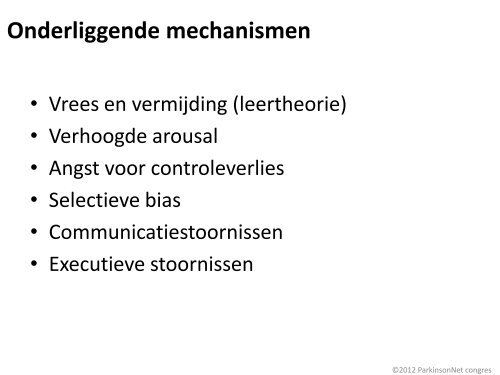 Sessie 3. Angst bij de ziekte van Parkinson - ParkinsonNet