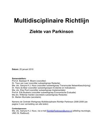 Inleiding richtlijn de ziekte van Parkinson - Medisch Contact