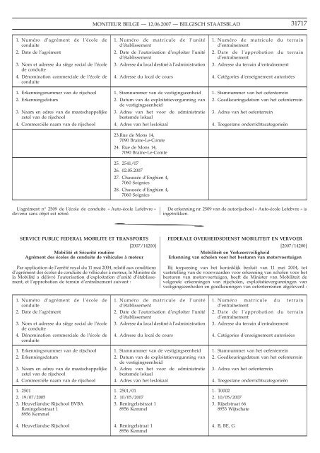 Staatsblad Moniteur - Procedurecivile.be