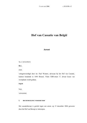 Hof van Cassatie van België Arrest - Procedurecivile.be