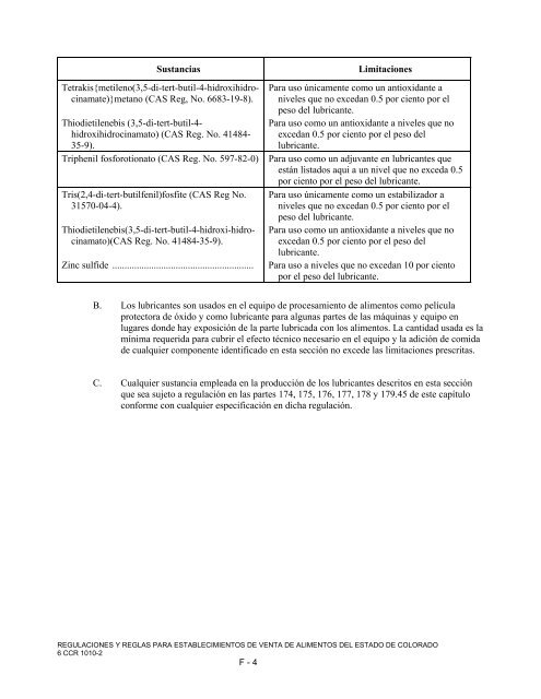 regulaciones y reglas para establecimientos de venta de alimentos ...