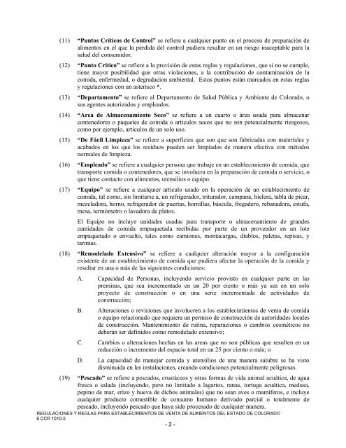 regulaciones y reglas para establecimientos de venta de alimentos ...