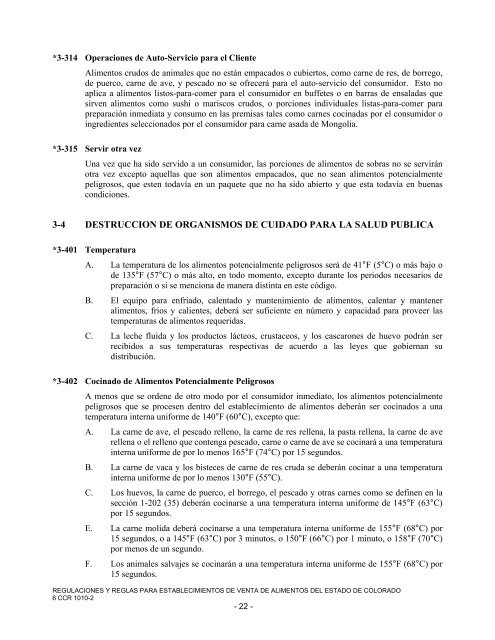 regulaciones y reglas para establecimientos de venta de alimentos ...