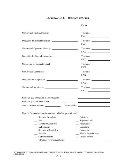 regulaciones y reglas para establecimientos de venta de alimentos ...