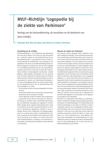 NVLF-Richtlijn 'Logopedie bij de ziekte van Parkinson' - ParkinsonNet