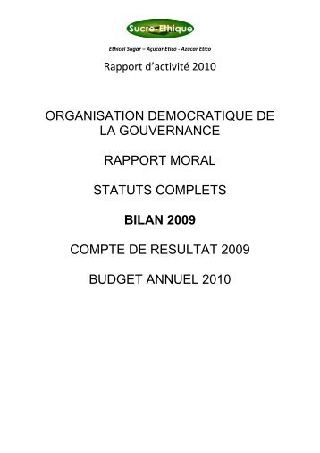 Rapport d'activitÃ©s 2010 - Sucre Ethique