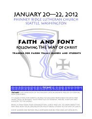 faith and font brochure.pub - Phinney Ridge Lutheran Church