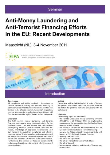 Anti-Money Laundering and Anti-Terrorist Financing Efforts in the EU