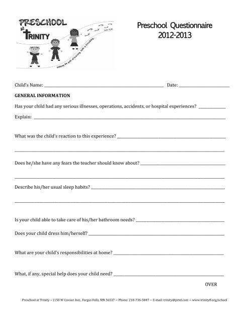 Preschool Questionnaire 2012-2013