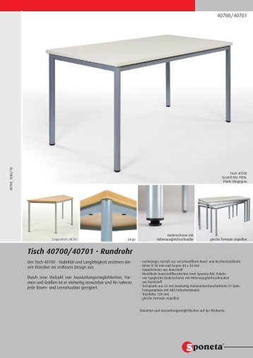 Tisch 40700/40701 - Rundrohr - Sponeta