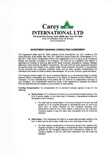 Investment Banking Consulting Agreement - White Collar Fraud