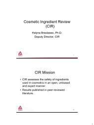 Cosmetic Ingredient Review (CIR) CIR Mission