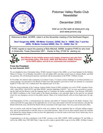 PVRC Newsletter December 2003.pub - Potomac Valley Radio Club