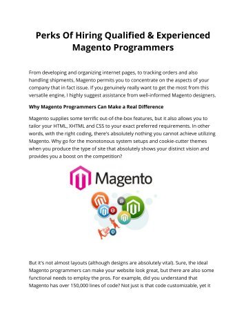 Perks Of Hiring Qualified & Experienced Magento Programmers