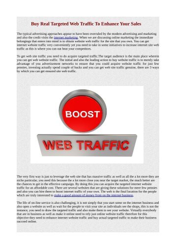Buy Real Targeted Web Traffic To Enhance Your Sales