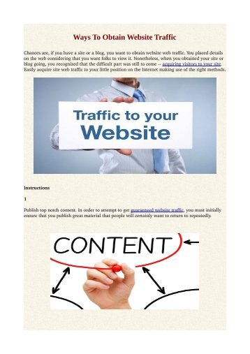 Ways To Obtain Website Traffic