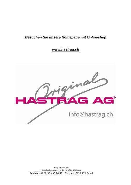 Produkte-Preisliste 2012 - Hastrag AG