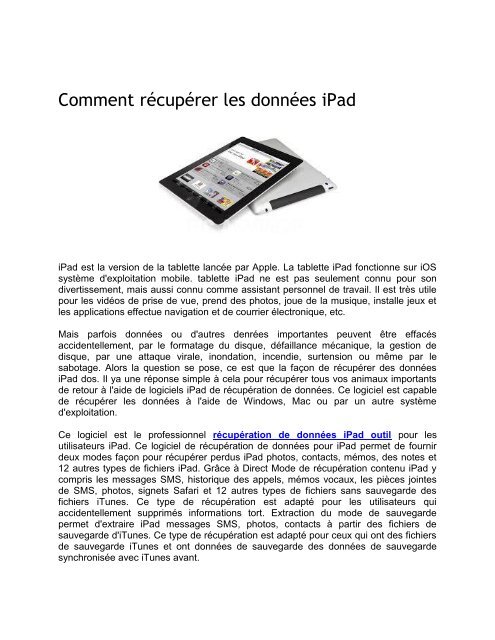 Comment récupérer les données iPad