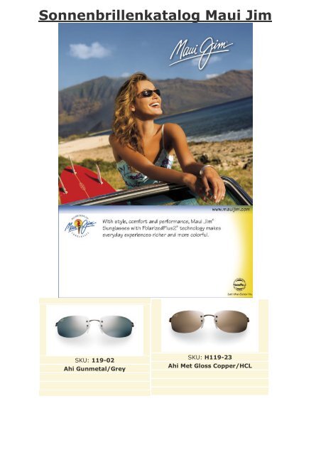 Sonnenbrillenkatalog Maui Jim