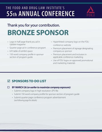 Bronze Sponsors - Food and Drug Law Institute