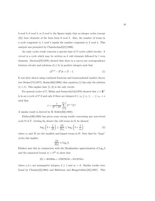 An Update on the 3x+1 Problem Marc Chamberland Contents