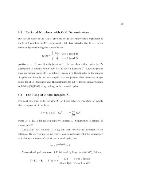 An Update on the 3x+1 Problem Marc Chamberland Contents