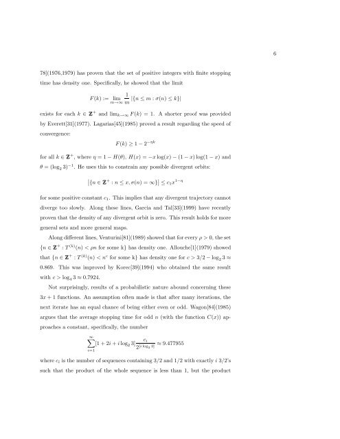 An Update on the 3x+1 Problem Marc Chamberland Contents