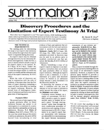 Limitation of Expert Testimony At Trial - McCarter & English, LLP