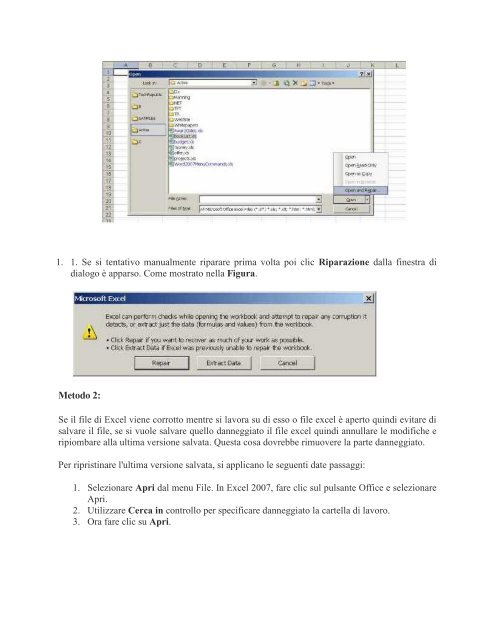 Metodi per recuperare un corrotto MS Excel file