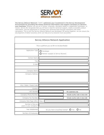 SAN Application form - Servoy