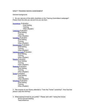 DRAFT TRAINING NEEDS ASSESSMENT General background; 1 ...