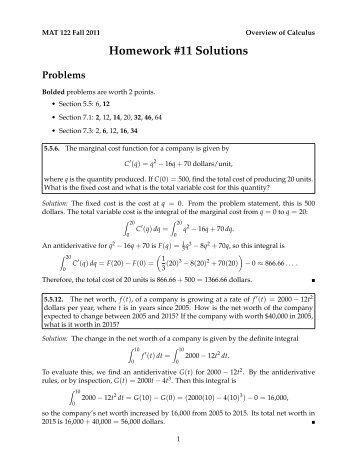 Homework #11 Solutions - Eric Malm