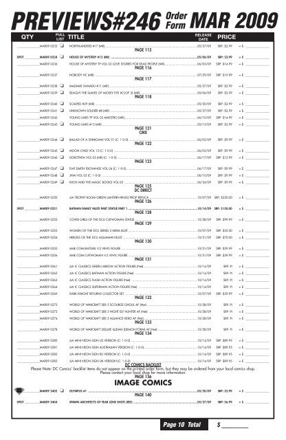 MAR 2009 Order Form - PREVIEWSworld