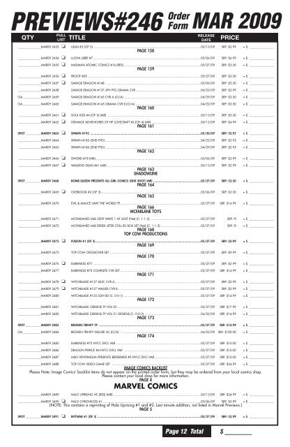 MAR 2009 Order Form - PREVIEWSworld