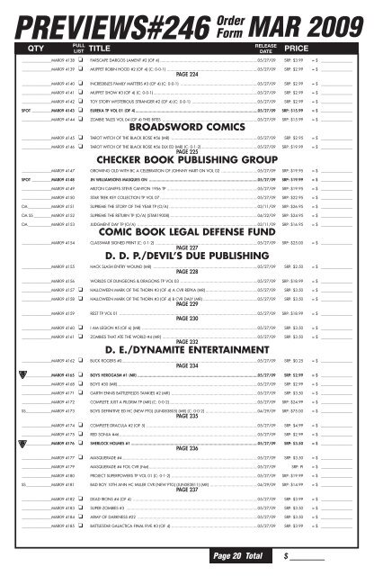 MAR 2009 Order Form - PREVIEWSworld