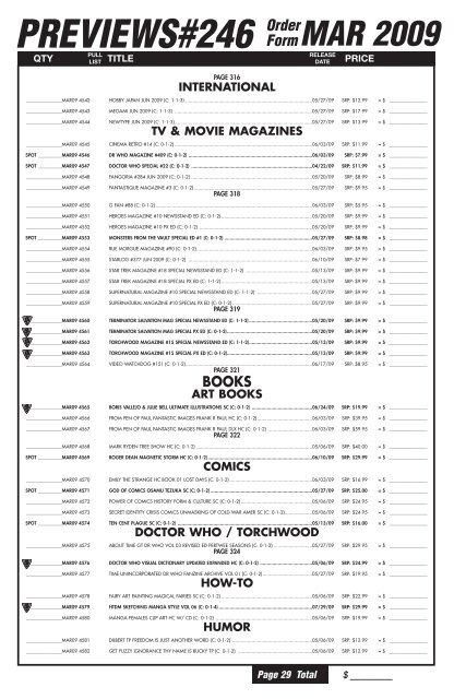 MAR 2009 Order Form - PREVIEWSworld