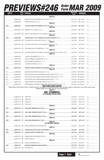 MAR 2009 Order Form - PREVIEWSworld