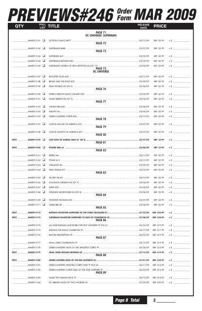 MAR 2009 Order Form - PREVIEWSworld