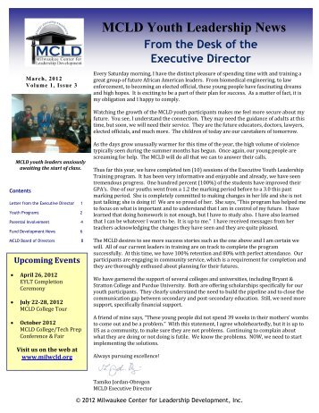 MCLD Youth Leadership News - Milwaukee Center for Leadership ...