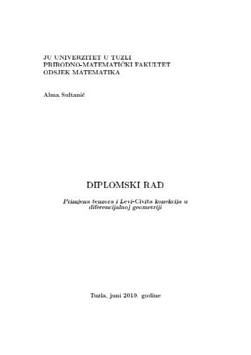 primjena tenzora i levi-civita konekcija u ... - PMF - Univerzitet u Tuzli