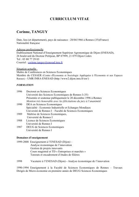 Cv Reseau De Recherche Sur L Innovation