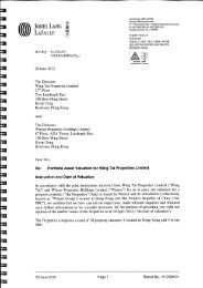 Jones Lang LaSalle Limited Property Valuation Report dated 20 ...