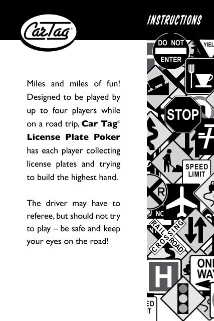 Instructions Car License Plate Poker Pdf Outset Media