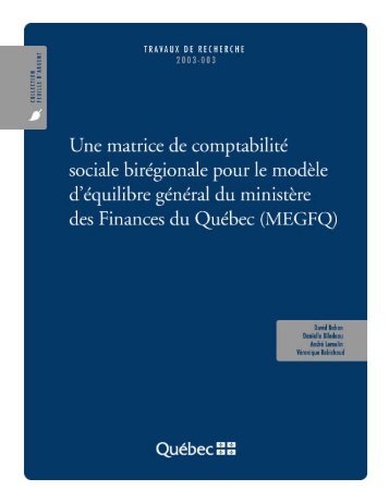 Une matrice de comptabilitÃ© sociale birÃ©gionale pour le ... - Finances