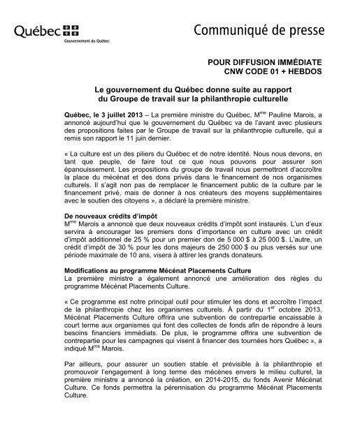 Version PDF - Finances - Gouvernement du QuÃ©bec