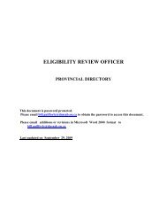 eligibility review officer provincial directory - dnssab